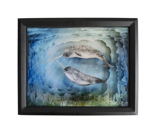 Narwhal Pair - Limited Edition Cut Paper Wall Art