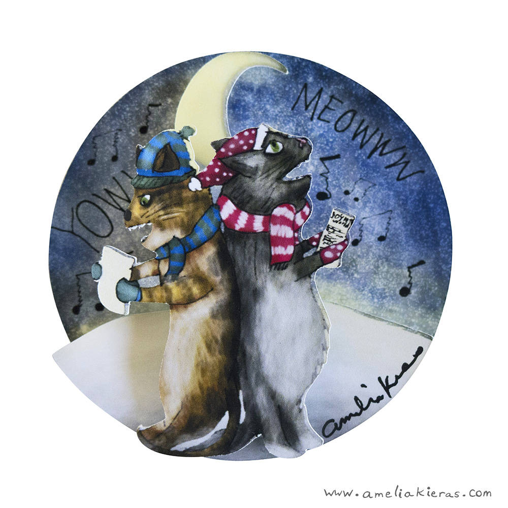 Kitty Cat Carolers Ball Ornament
