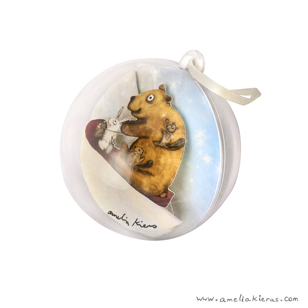 Forest Friends Sledding Ball Ornament