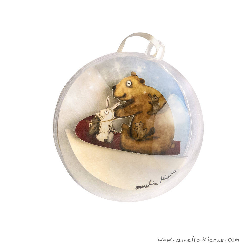 Forest Friends Sledding Ball Ornament