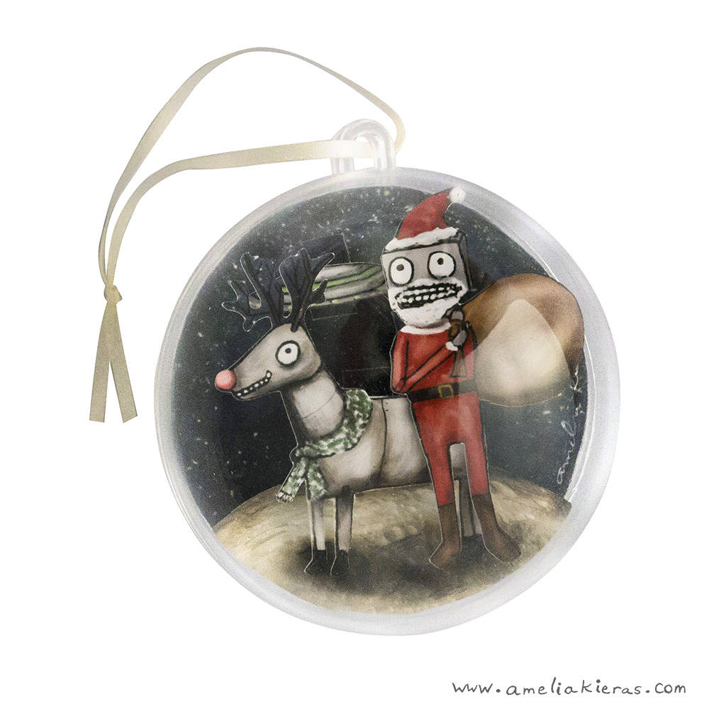 Robot Santa Ball Ornament