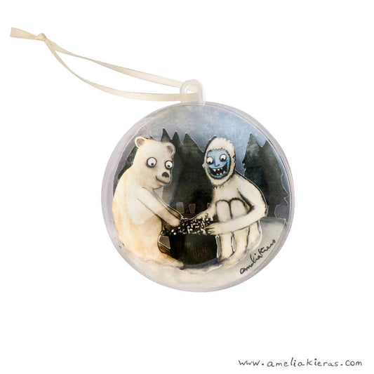 Yeti Polar Bear Chess Game Ball Ornament