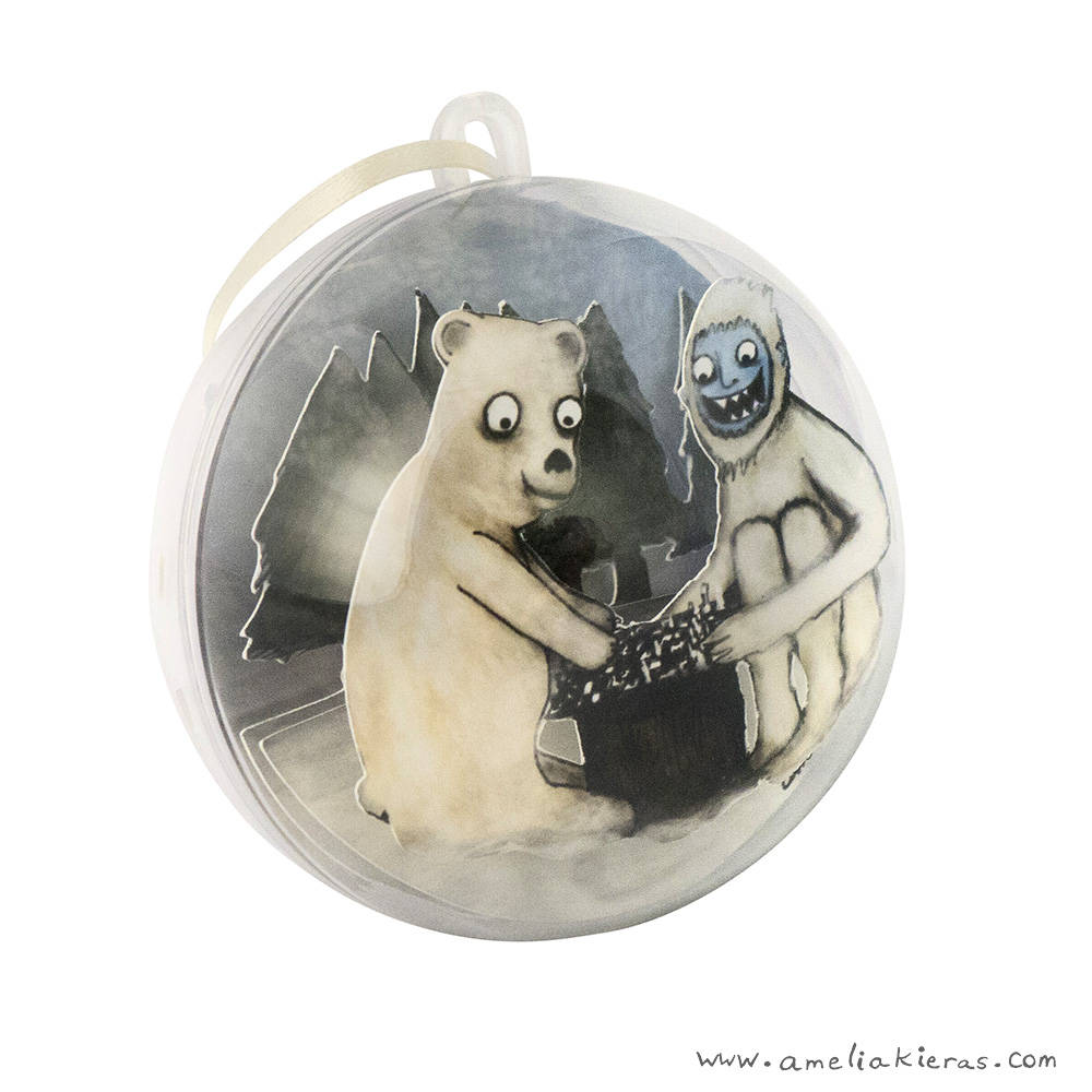 Yeti Polar Bear Chess Game Ball Ornament
