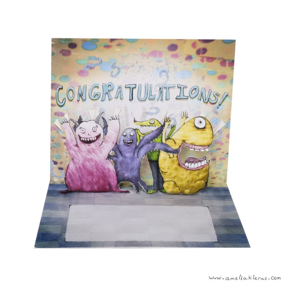 Congratulations Monsters 3D Pop Up Card