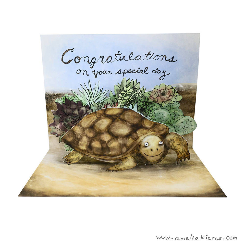 Desert Tortoise Congratulations 3D Pop Up Card