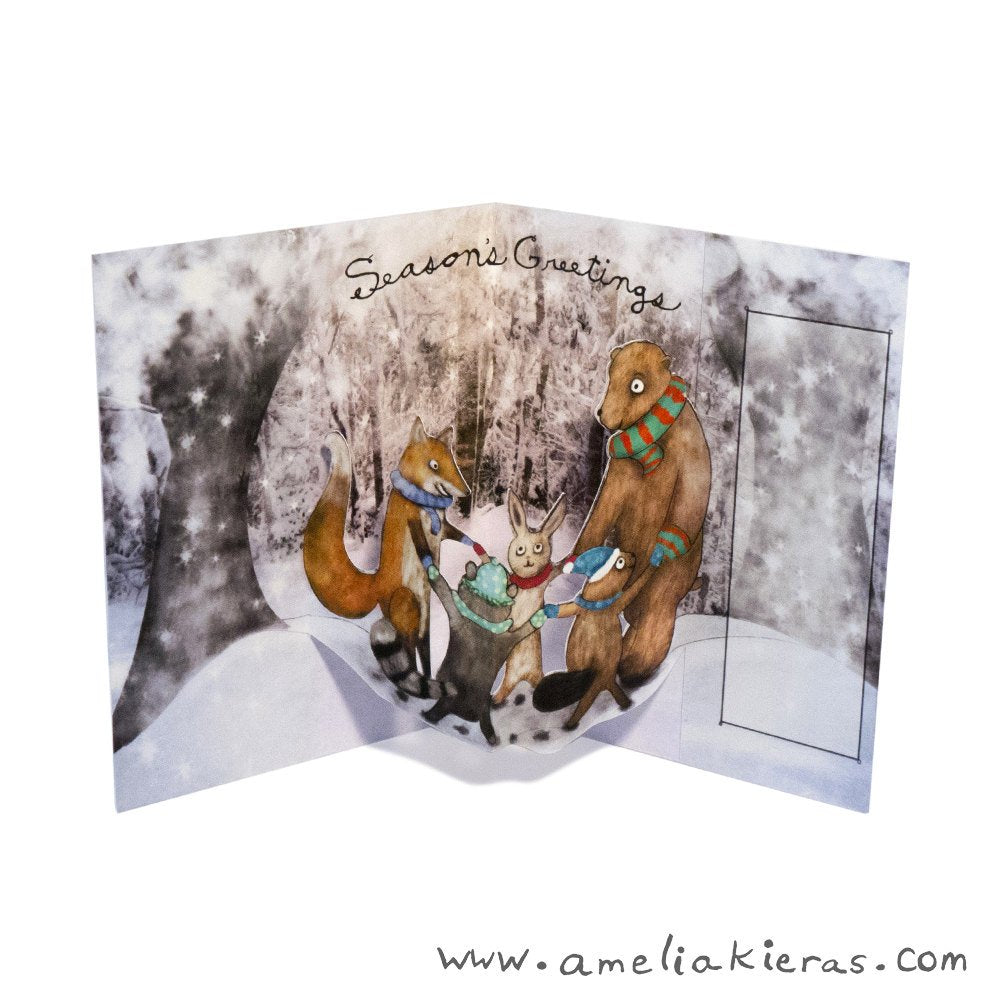 Forest Creature Holiday 3D Pop Up Card