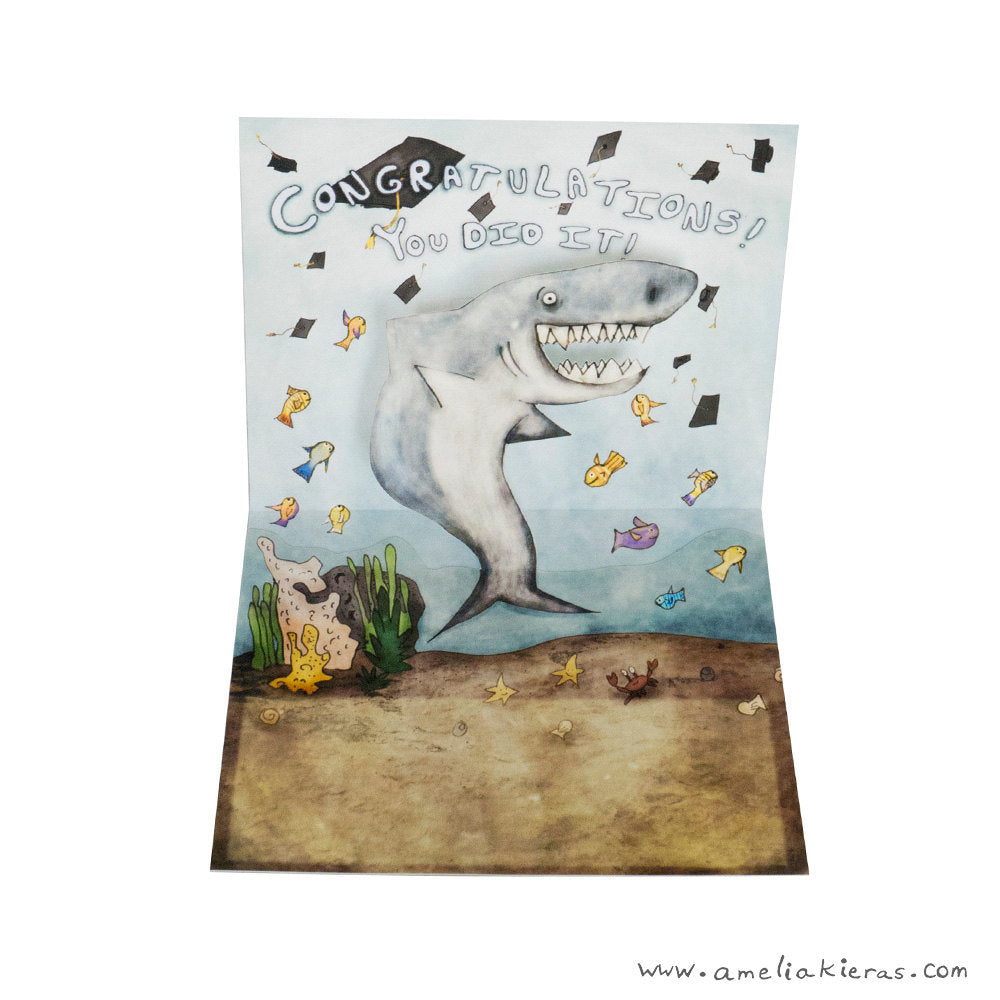 Graduation Shark Congratulations 3D Pop Up Card