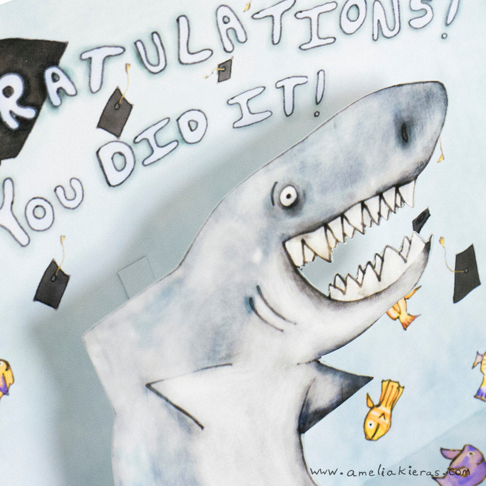 Graduation Shark Congratulations 3D Pop Up Card