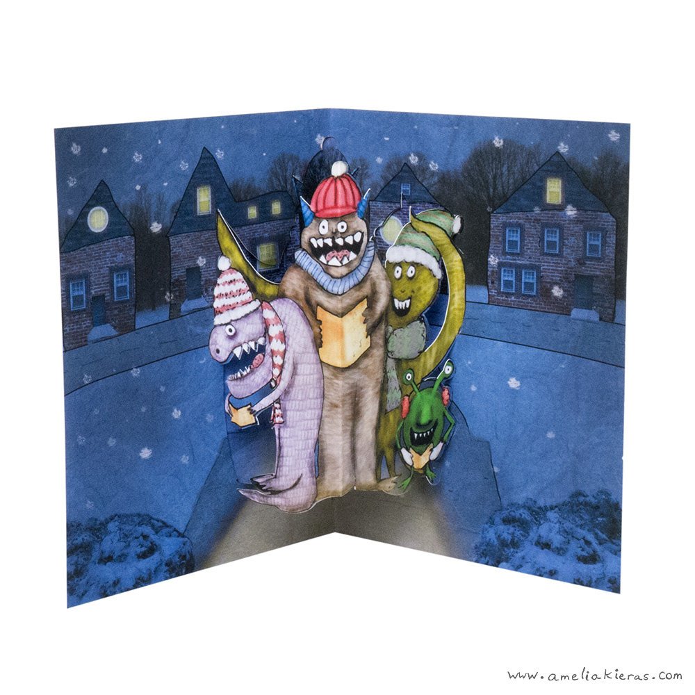 Monster Carolers 3D Pop Up Card