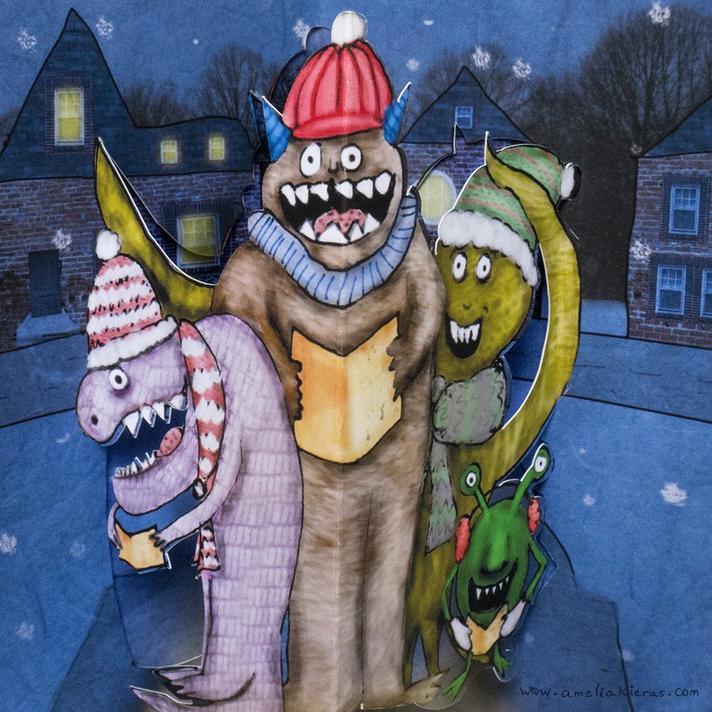 Monster Carolers 3D Pop Up Card