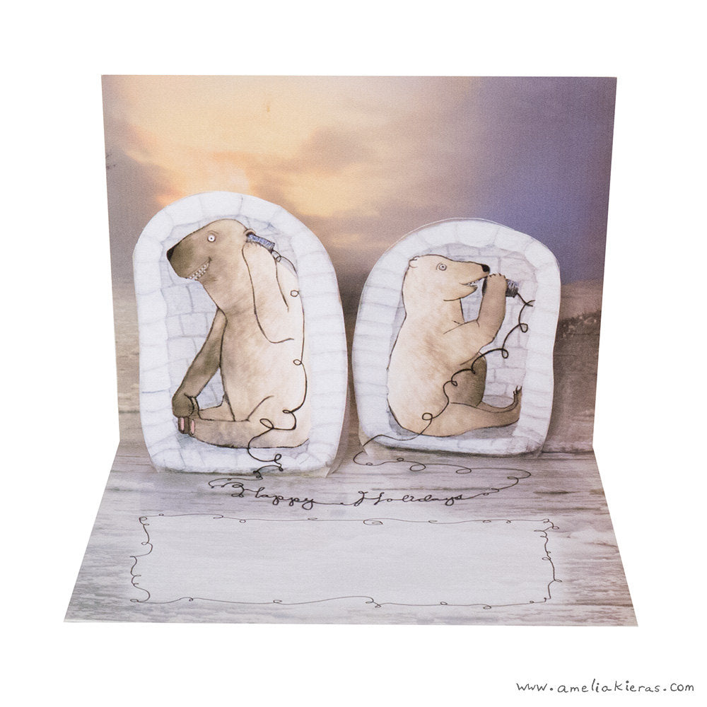 Polar Bear Holiday 3D Pop Up Card