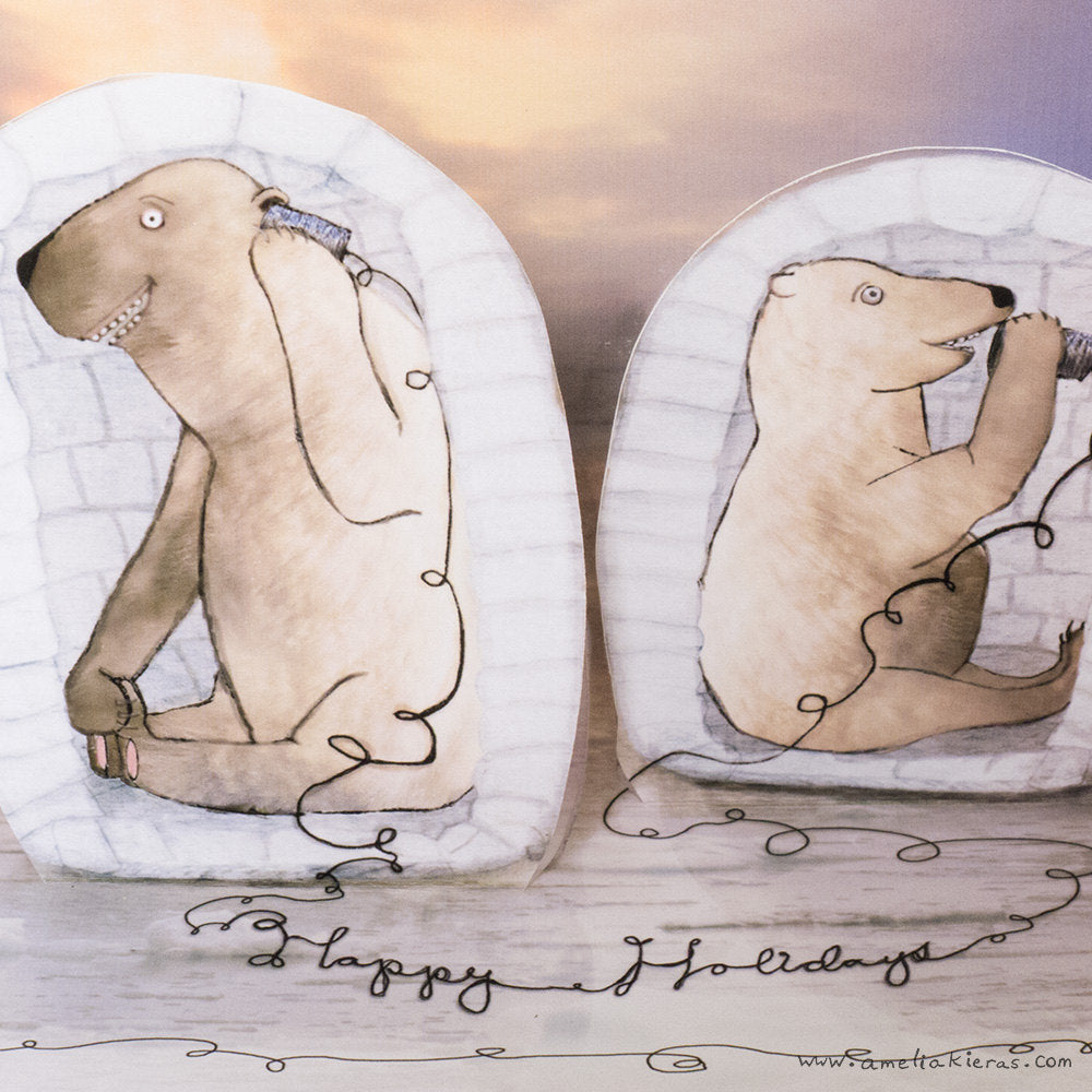 Polar Bear Holiday 3D Pop Up Card