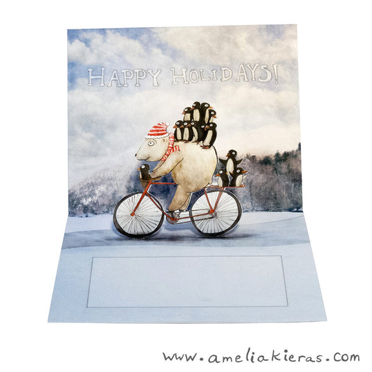 Penguin Pyramid Holiday 3D Pop Up Card