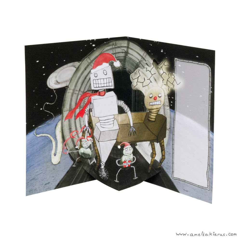 Space Robot Christmas 3D Pop Up Card