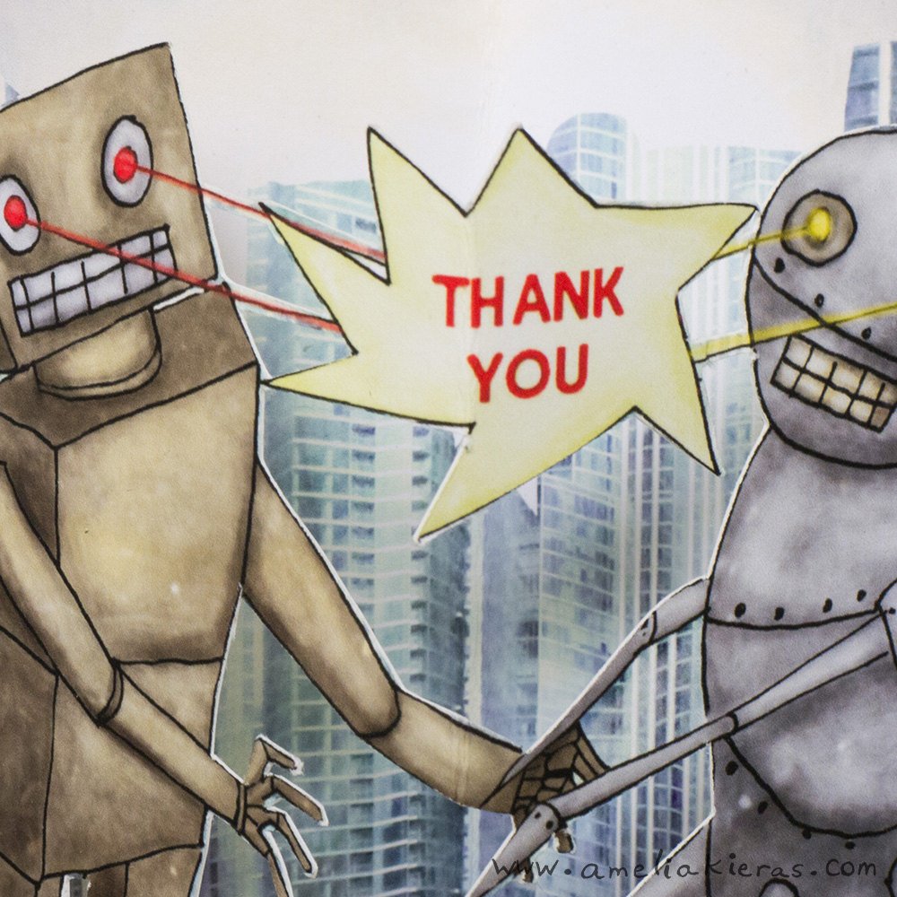 Robot Thank You 3D Pop Up Card