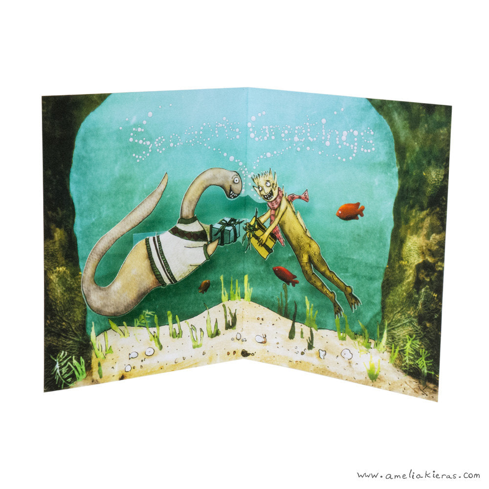 Sea Monster Holiday 3D Pop Up Card