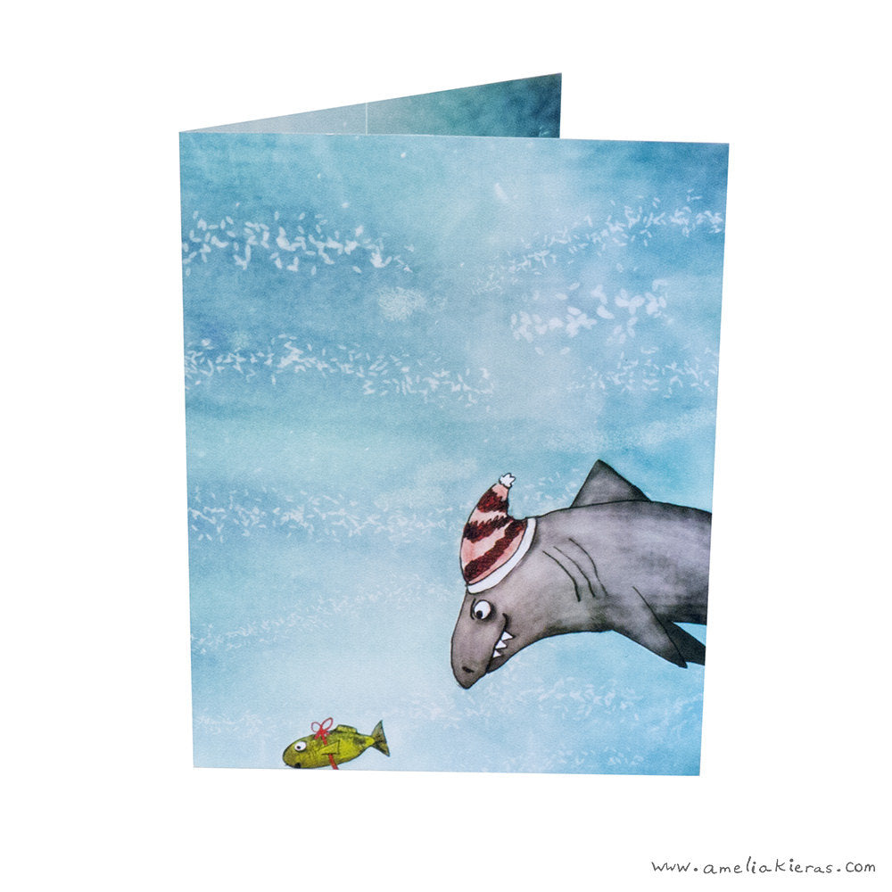 Sharks under the Mistletoe 3D Pop Up Card
