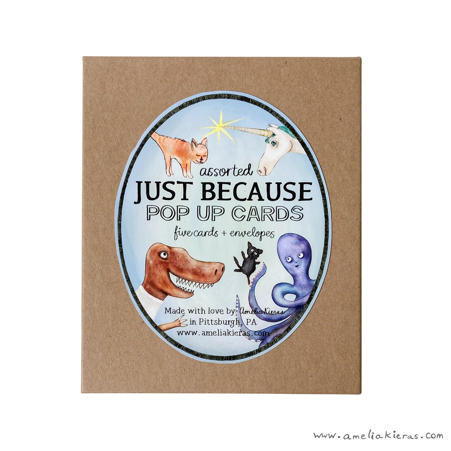 Just Because Pop Up Card Box Set - Set of Five Assorted Pop Up Cards