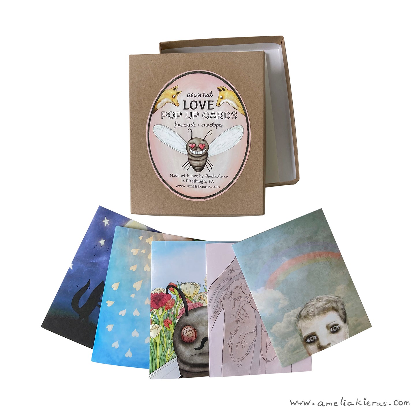 Love Themed Pop Up Card Box Set - Set of Five Assorted Pop Up Cards