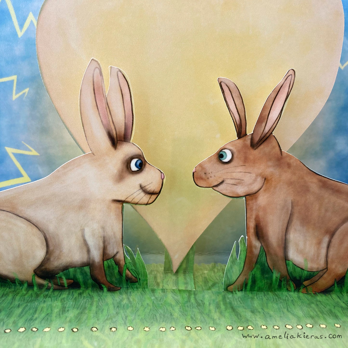 3D Pop Up Card - Rabbit Love