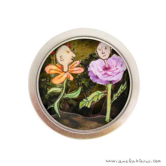 Flower People 3D Paper Art Mini Shadow Box Magnet