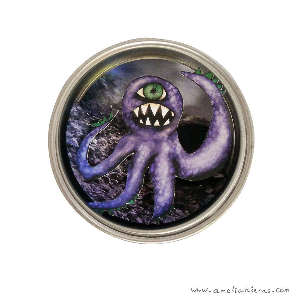 Purple Monster 3D Paper Art Mini Shadow Box Magnet