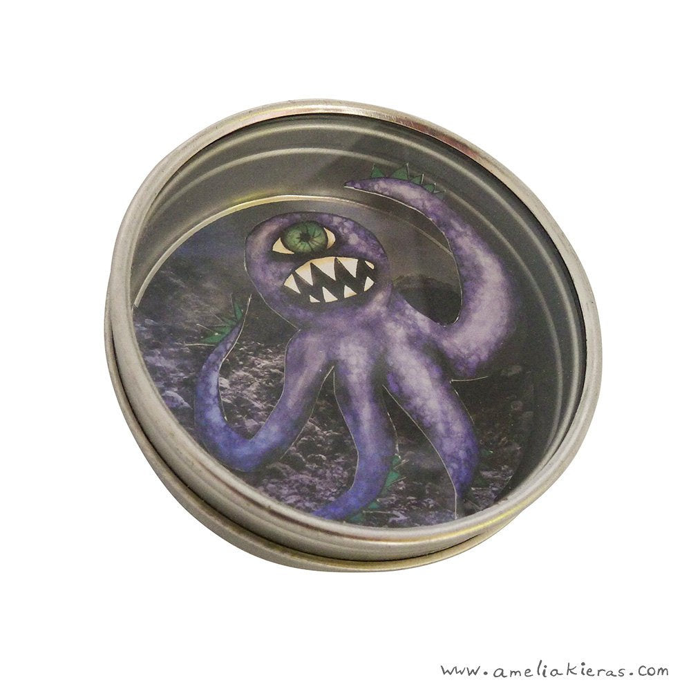 Purple Monster 3D Paper Art Mini Shadow Box Magnet