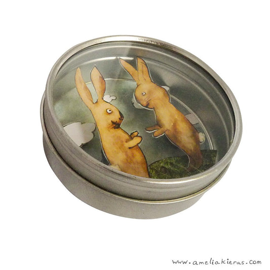 Bunny Pat-a-Cake 3D Paper Art Mini Shadow Box Magnet