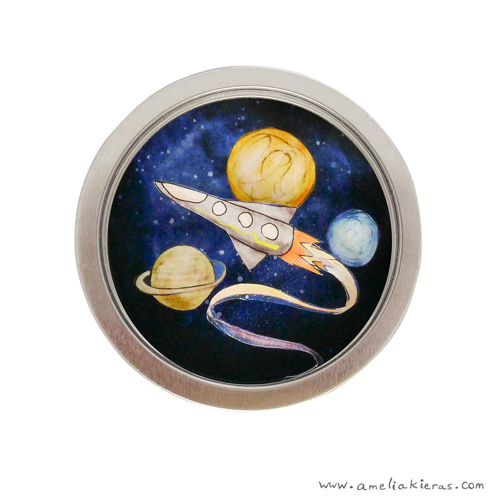 Outerspace Adventure 3D Paper Art Mini Shadow Box Magnet