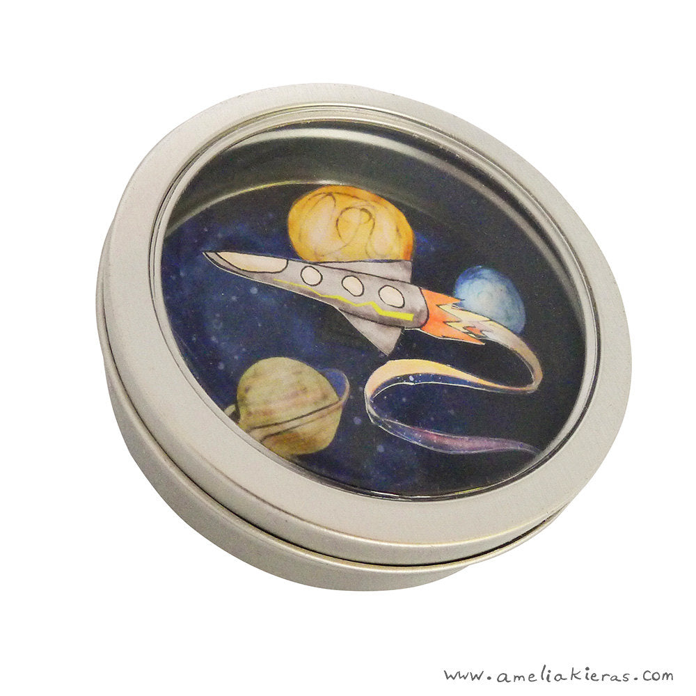 Outerspace Adventure 3D Paper Art Mini Shadow Box Magnet