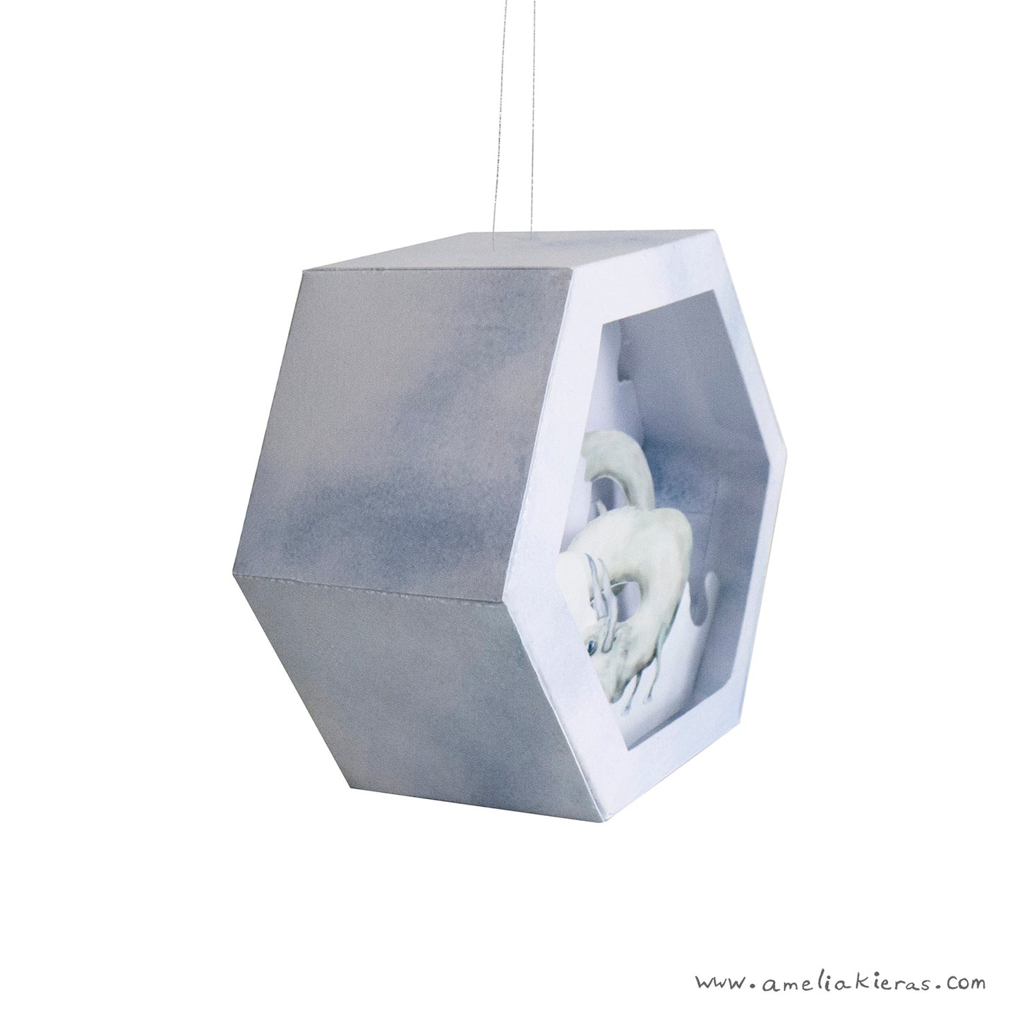 Snow Dragon Geometric Paper Scene Christmas Ornament