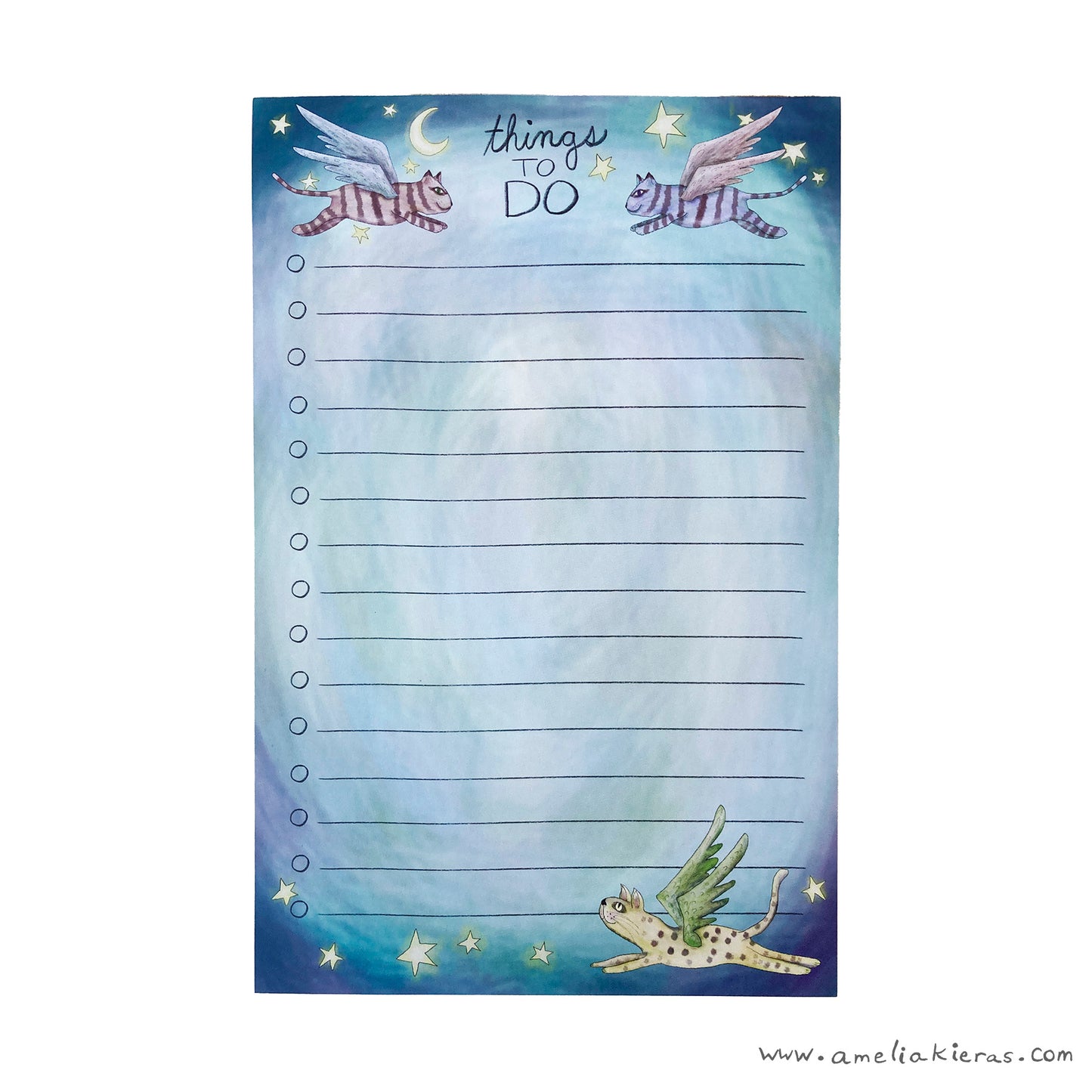 Flying Cat To Do List Notepad, Lined, 5.5"x8.5"