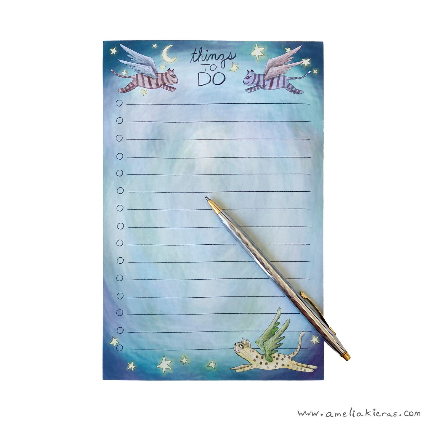 Flying Cat To Do List Notepad, Lined, 5.5"x8.5"