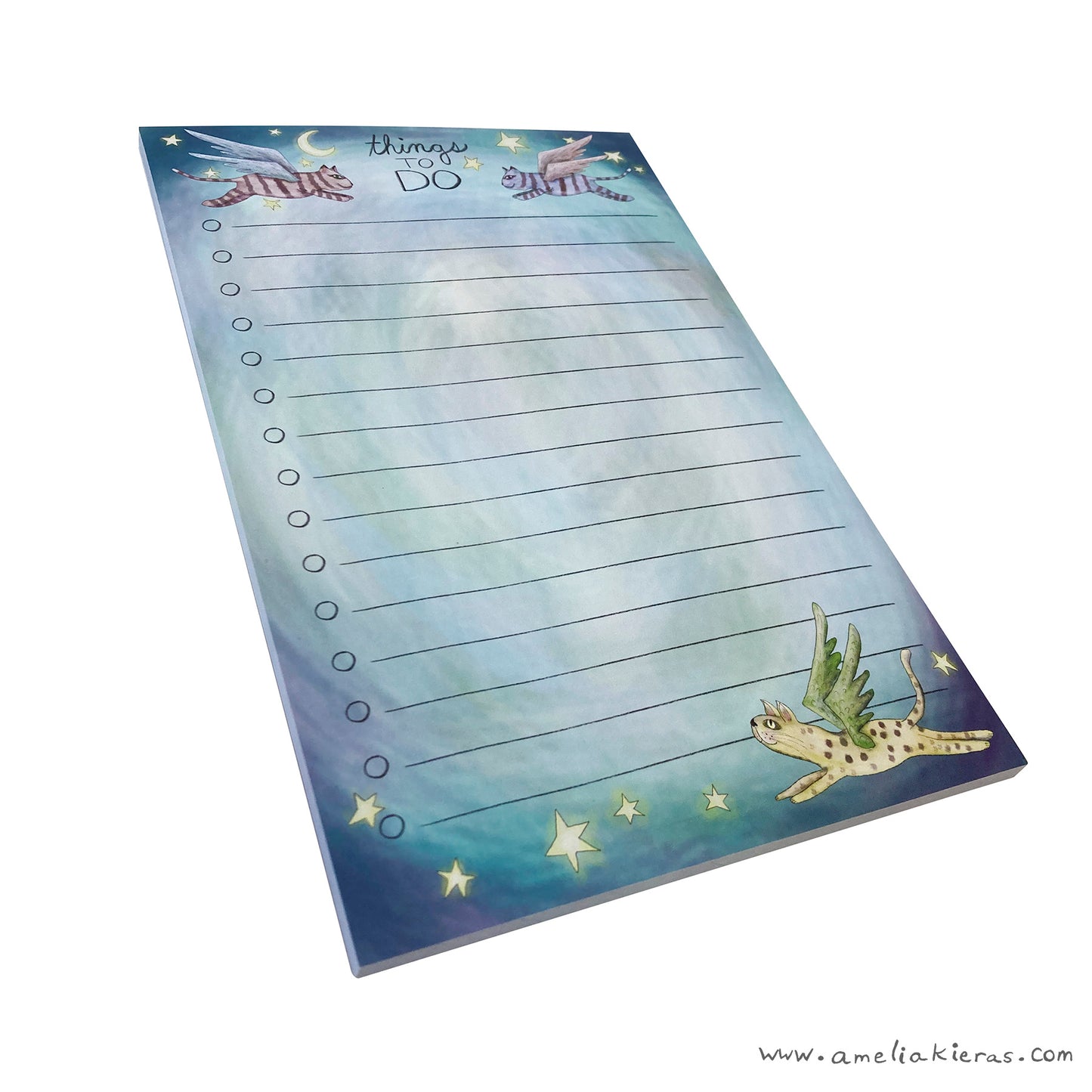 Flying Cat To Do List Notepad, Lined, 5.5"x8.5"