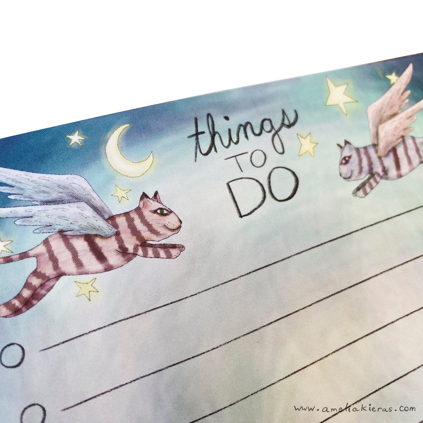 Flying Cat To Do List Notepad, Lined, 5.5"x8.5"