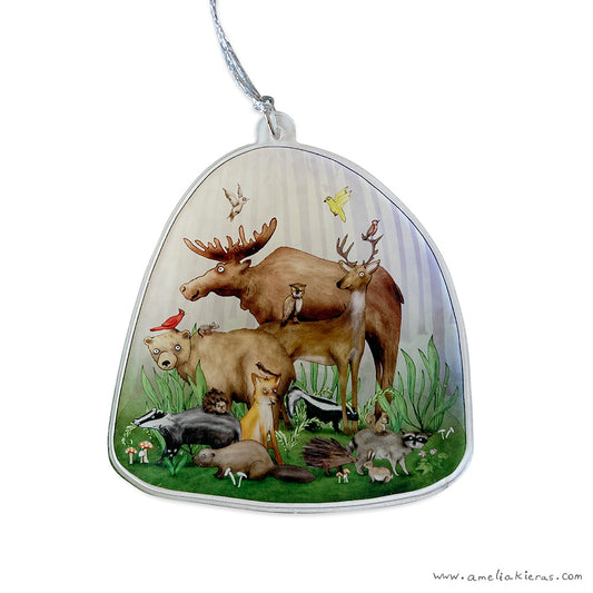 Forest Creatures Holiday Acrylic Ornament